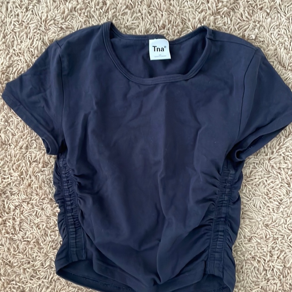Tna ruched baby t in navy, xs